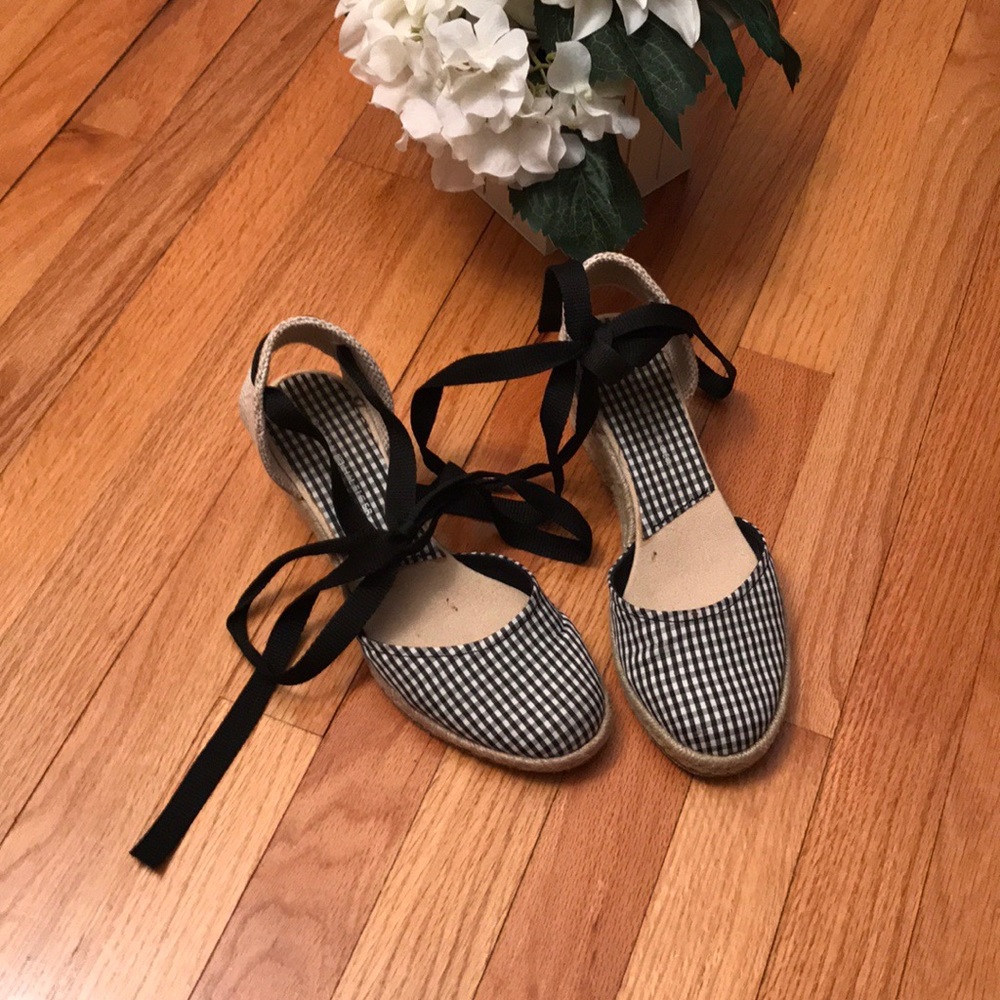 TOMMY HILFIGER: Blue Ballerina Strap Wedges! - 7.5